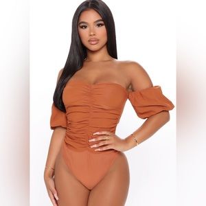 Fashion Nova with desire Bodysuit-Rust